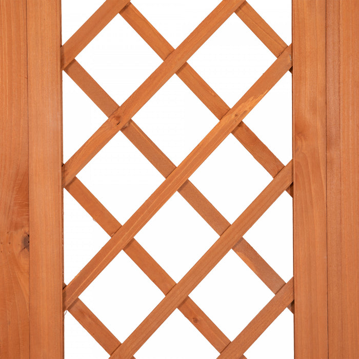 Outsunny Wood Garden Bench With Trellis And Planter Boxes For Patio Brown