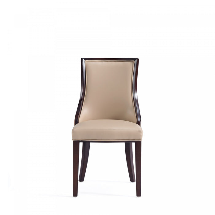 Grand Traditional Wood Upholstered Dining Chair in Tan - Set of 4
