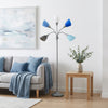 Skye 5 Light Adjustable Gooseneck Floor Lamp, Multi Blues, White, & Silver, 67"H | Skye Lampadaire a 5 lumieres avec cols de cygne reglables, Bleu multicolore, Blanc et Argent, 67 po H