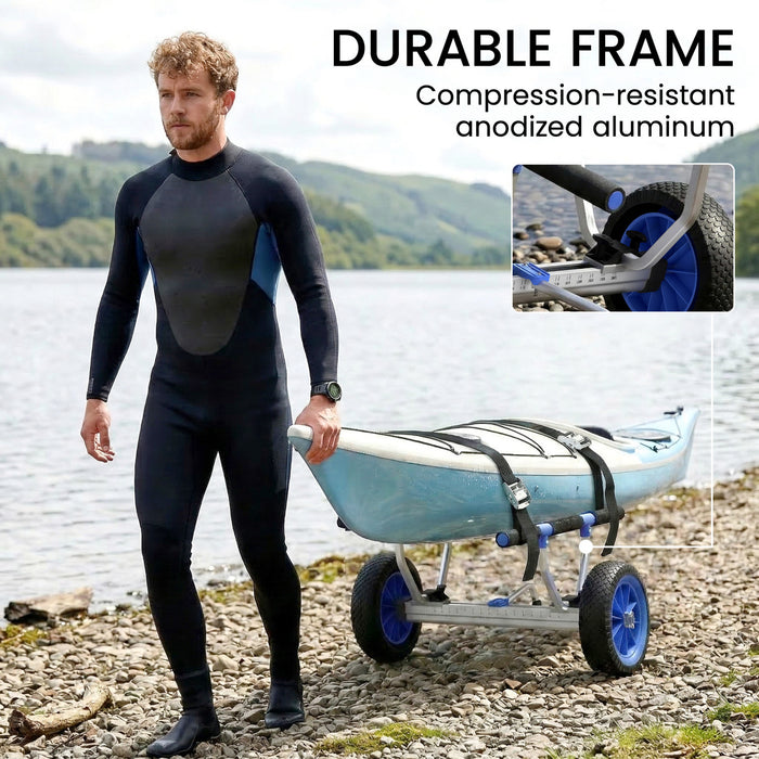 Soozier Kayak Cart with Adjustable Width and Large Wheels, Sky Blue