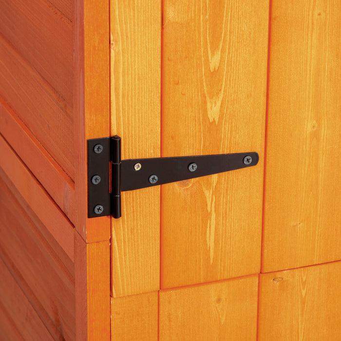 Outsunny Wood Garden Shed Outdoor Tool Storage Cabinet Hutch Lockable Unit With Double Door And 3 Tire Storage Shelves