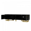 Aspect 63 Inch TV Stand with Textured Doors and Gold Legs, Black | Aspect Meuble TV 63 po avec Portes Texturees et Pieds Dores, Noir