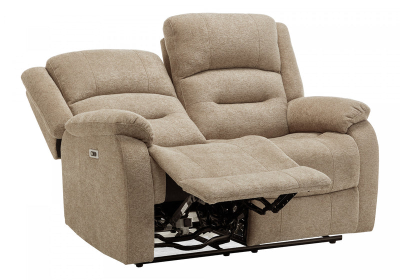 MONARCH SPECIALTIES 2-SEATER POWER RECLINING LOVE SEAT, 50\" WIDE, USB PORT INCLUDED, BEIGE FABRIC RECLINER