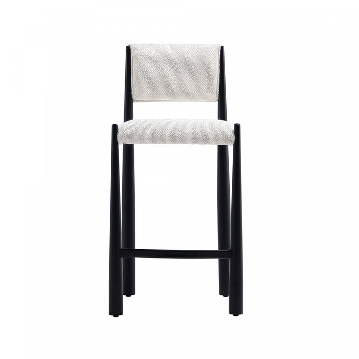Lennor Mid-Century Modern Boucle Metal Counter Stool in Cream
