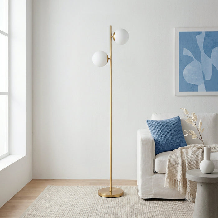 Liam Modern 2 Light Floor Lamp, Gold, 66\"H