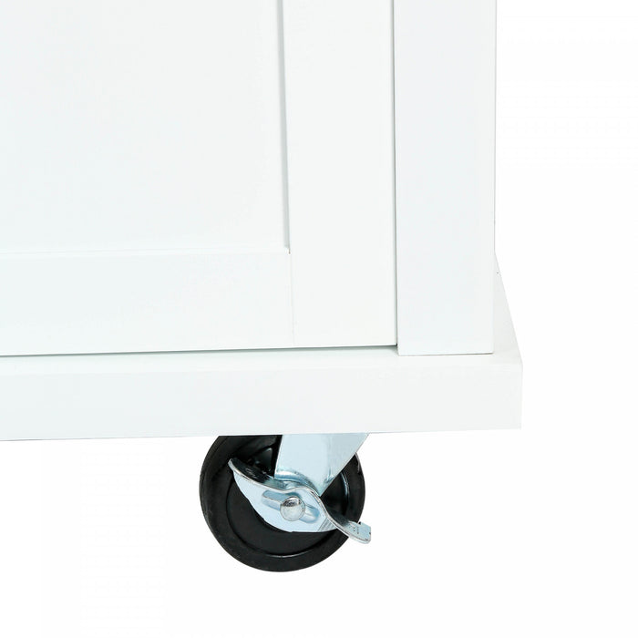 Margery Rubberwood Kitchen Cart With Drop-leaf Countertop And Storage Racks -White