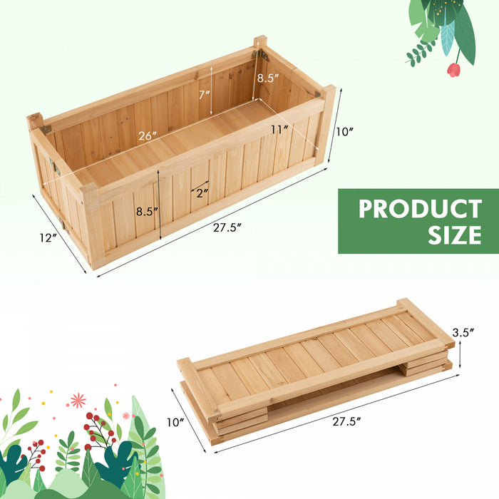 Costway Outdoor Wooden Planter Box Folding Raised Garden Plant Container W/drainage Hole