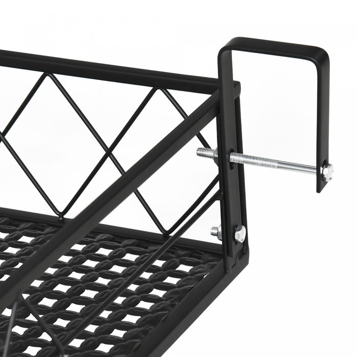 Outsunny 43'' X 12'' Hanging Flower Pot Stand Rack With Hooks, Metal Plant Pot Holder, Railing Shelf, Windows Decorate For Outdoor Garden Balcony Fence Patio