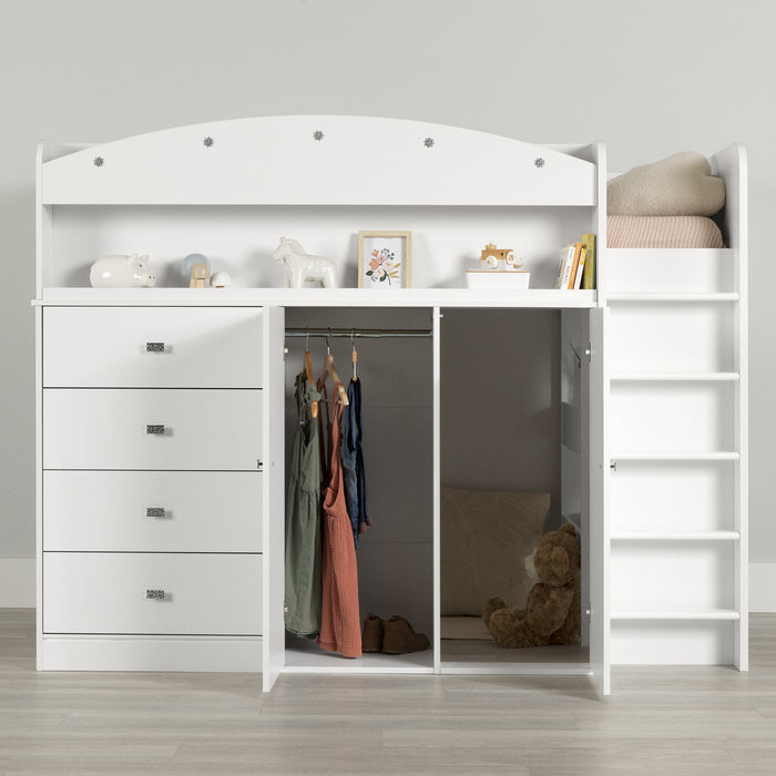 Tiara Loft Bed With Desk - Pure White 