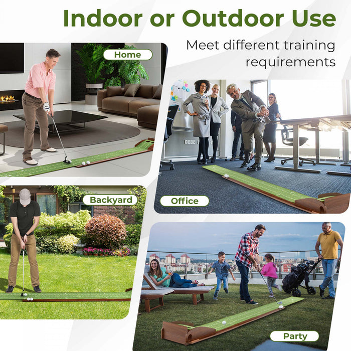 Costway Putting Green Practice Golf Putting Mat With Auto Ball Return And 2 Hole Sizes