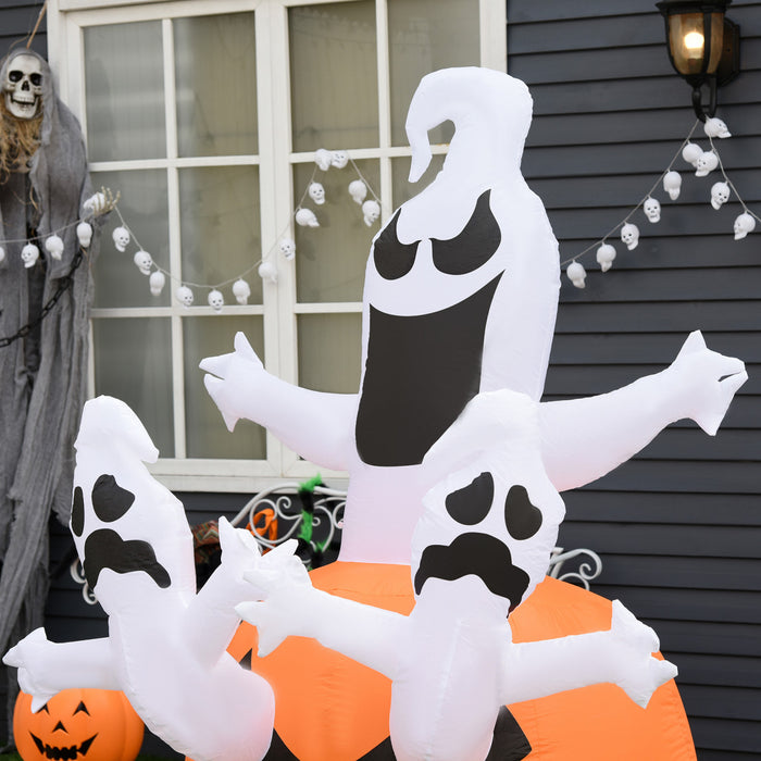 Homcom 6ft Halloween Inflatable Pumpkin Jack-o-lantern Ghosts For Garden