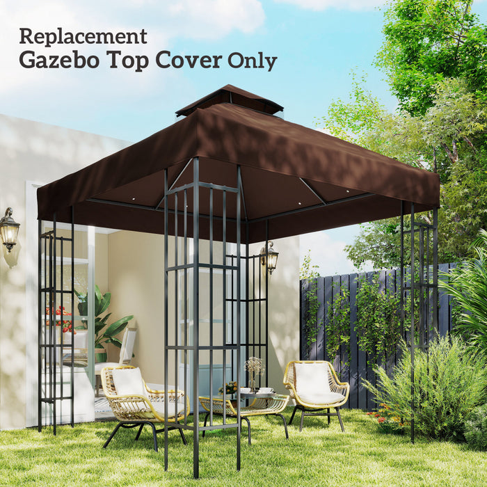 10' x 10' Double Tier Gazebo Replacement Canopy Cover, UPF30+, Coffee