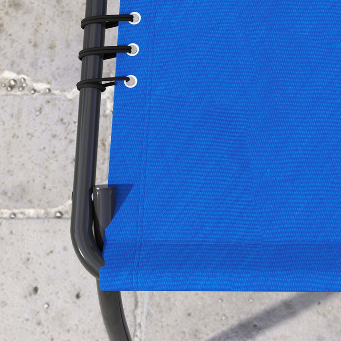 Outsunny 2 Pcs Folding Lounge Chairs, Chaise Lounges With Headrest Blue