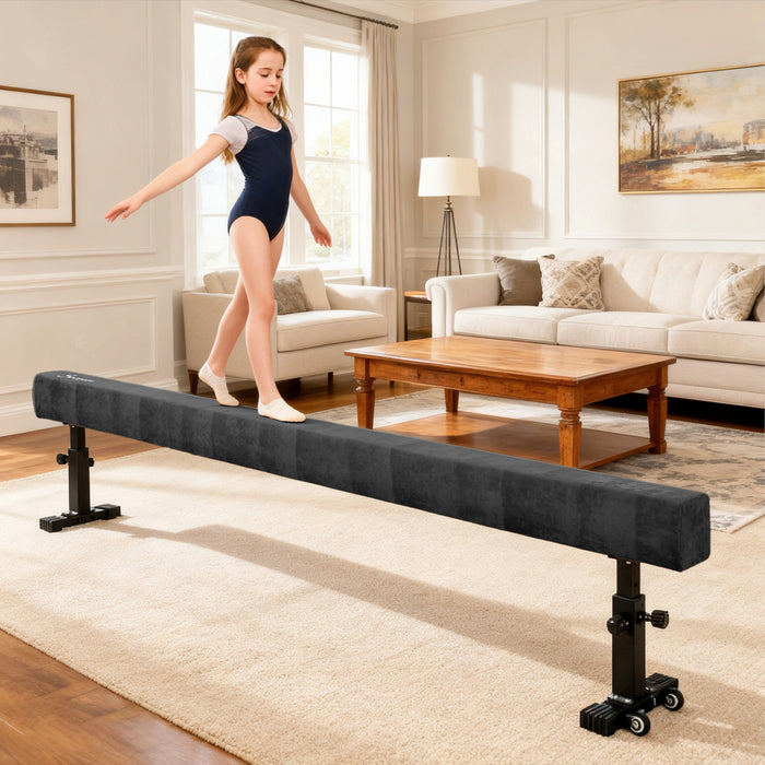 Soozier Adjustable Balance Beam Gymnastics Beam with Wheels for 6+ Years
