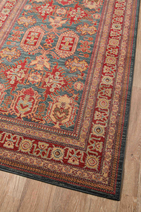 Lena Traditional 9'3\" x 12'6\" Area Rug in Blue Indoor Area Rug