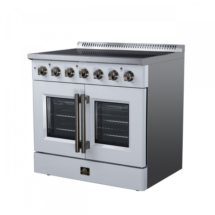 Galiano 36 Inch French Door Electric Range, 5 radiant burners, 5.36 cu.ft., White - FFSEL6917-36WHT