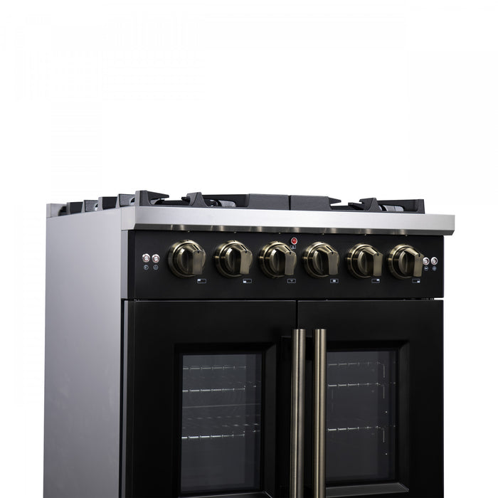 Forno Capriasca 30\" Black Gas Range 4.32 cu.ft -FFSGS6460-30BLK