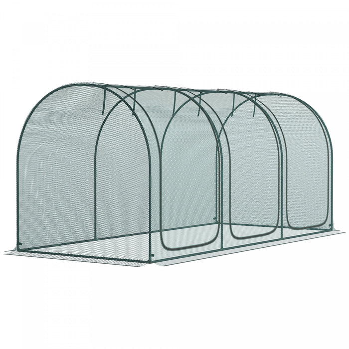 Outsunny 9 X 4ft Crop Cage With 3 Zippered Doors And Ground Stakes Green