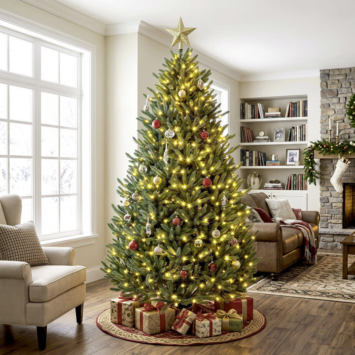 HOMCOM 6ft Prelit Christmas Tree, Easy Plug, Dual-Colour Lights, Hinged