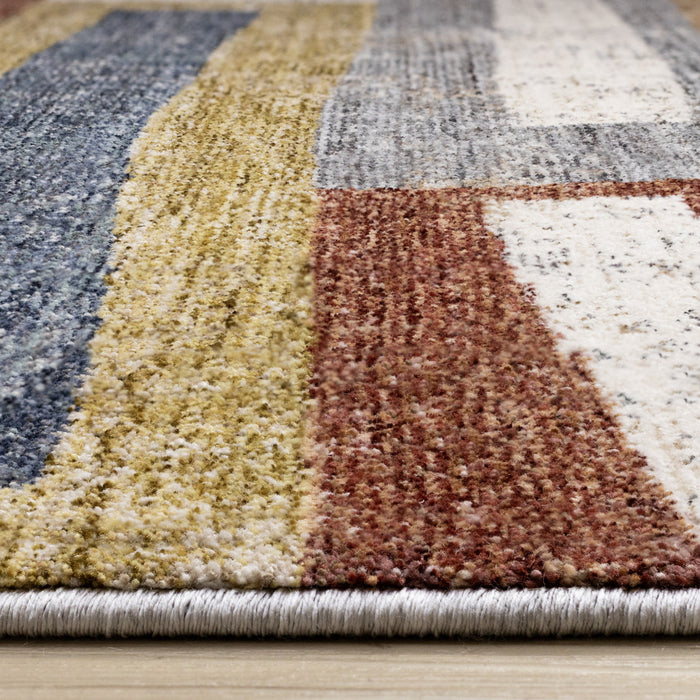 Macey Modern Grey Blue Red Sophisticated Area Runner - 2'0\" x 7'10\"