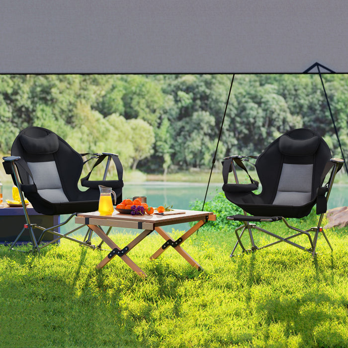 Outsunny Hammock Camping Chair Set Of 2 With Adjustable Back, Cup Holder