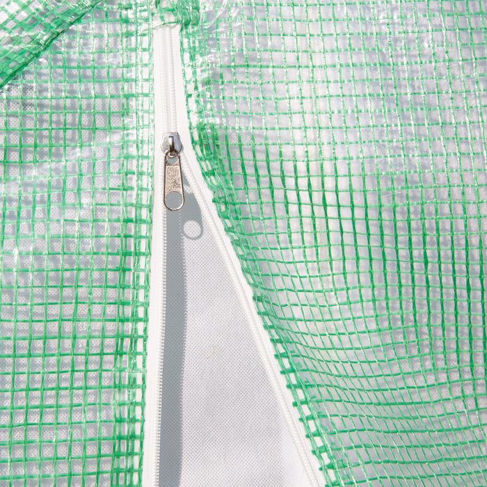 Outsunny 9.7' X 9.7' X 6.5' Large Walk-in Double Cover Polytunnel Greenhouse Outdoor W/ Roll-up Zipper Doors And Windows Grow Plants, Seedlings, Herbs, Or Flowers In Any Season-gardening