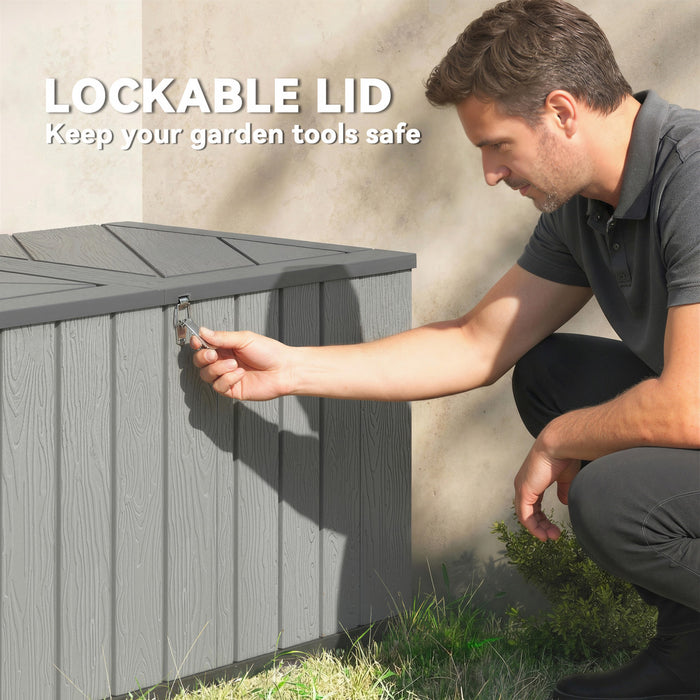 Outsunny 125.5 Gallon Deck Box, Outdoor Storage Box with Gas Struts, Grey