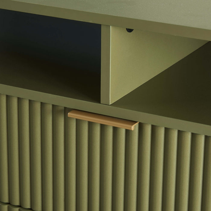 Dumbo Modern 63\" Fluted TV Stand in Olive Green