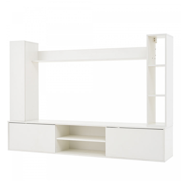 Zara 65 Inch Wall-Mounted TV Unit Set with Display Shelves, White