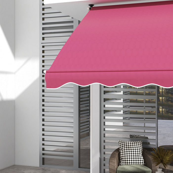 Outsunny 6.6'x5' Manual Retractable Patio Awning Window Door Sun Shade Deck Canopy Shelter Water Resistant Uv Protector Wine Red