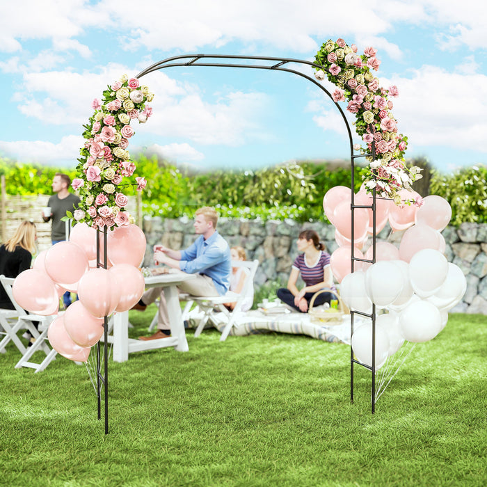 Outsunny 8ft Metal Garden Arch Trellis, Garden Arbor For Climbing Plants