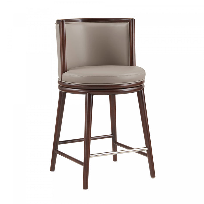 Evalyn Modern Wood Upholstered Counter Stool in Taupe