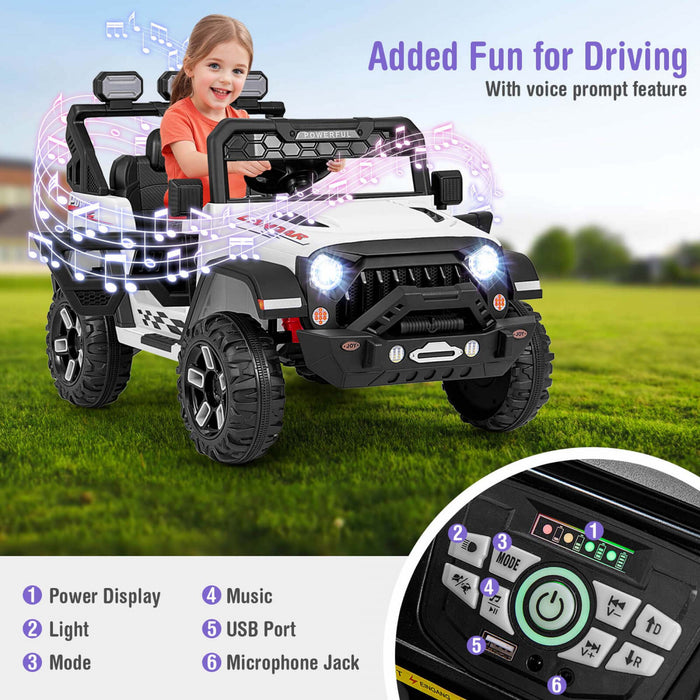 Costway 12v Kids Ride On Truck With 2*12v Motors Spring Suspension & Remote Control White