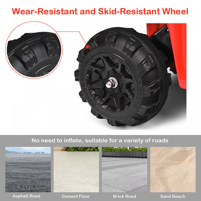 Costway 6v Battery Powered Kids Ride On Atv 4-wheeler Quad W/ Mp3 & Led Headlight Red