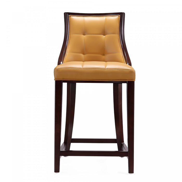 Fifth Avenue Traditional Wood Upholstered Counter Stool in Camel - Set of 3