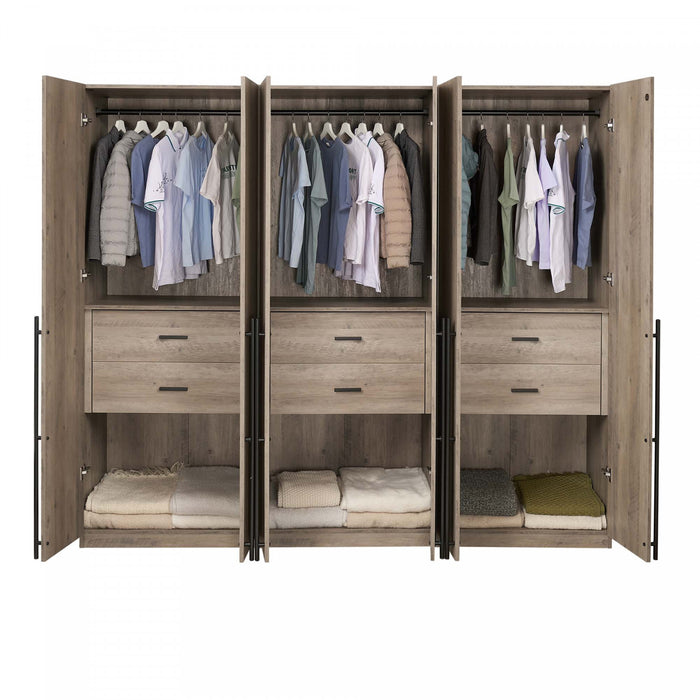 Lee Modern 32\" Wardrobe Closet in Rustic Gray - Set of 3 Armoire