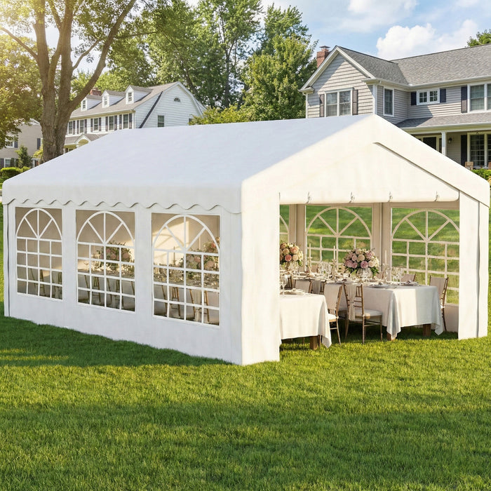 Outsunny 20'x13' Heavy Duty Party Tent, Carport Garage Canopy, White
