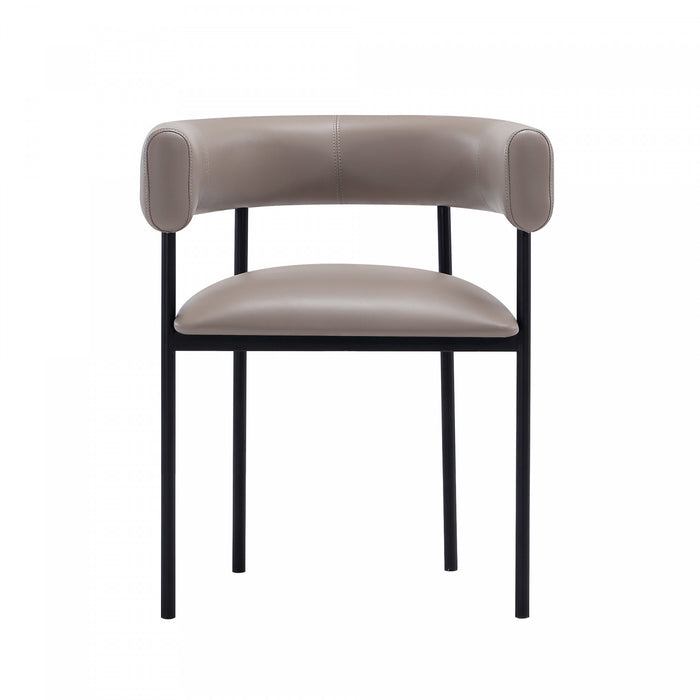 Onda Contemporary Vegan Leather Metal Dining Chair in Taupe