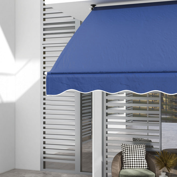 Outsunny 6.6'x5' Manual Retractable Patio Awning Window Door Sun Shade Deck Canopy Shelter Water Resistant Uv Protector Dark Blue