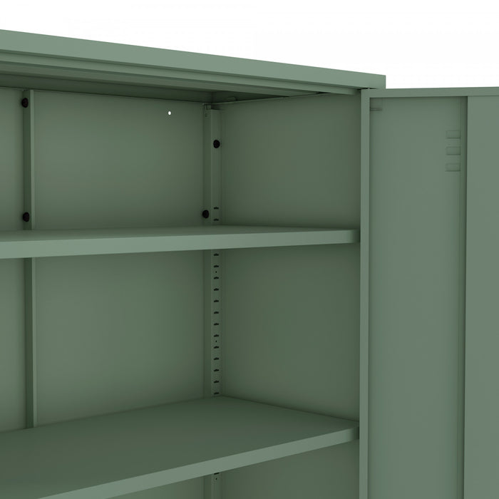 Naomi Modern 2-Piece Metal Storage Cabinets in Sage Green