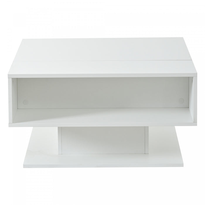 Ethan Coffee Table with Lift-Top and LED Lights,White