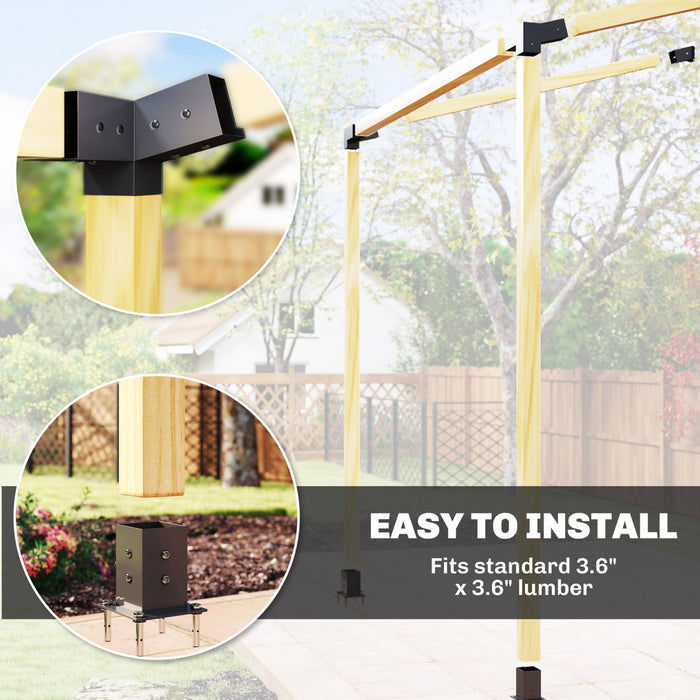 Outsunny Pergola Brackets, 15° Slanted Roof Pergola Bracket Kit, Black