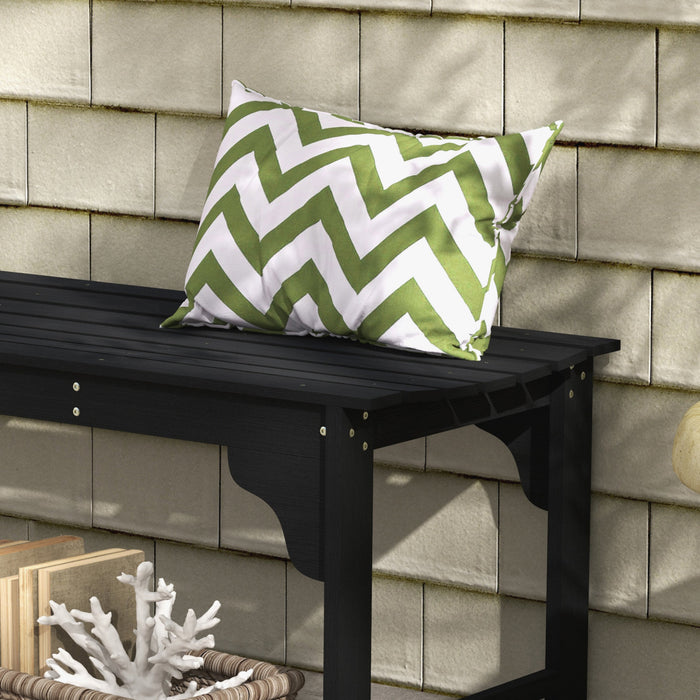 Outsunny Wooden Garden Stool with Slatted Seat Front Porch Bench, Black