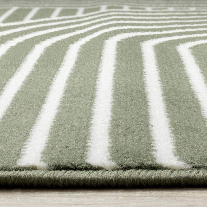 Florence Green White Modern Geometric Arches Rug, 6'7\" x 9'6\" Indoor Area Rug