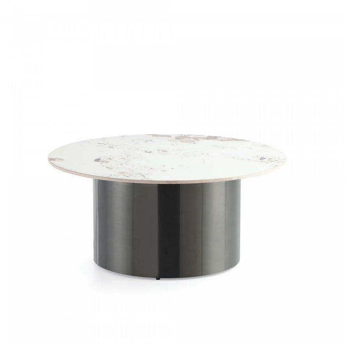 Alondra Modern Glam Sintered Stone Top Coffee Table in Black