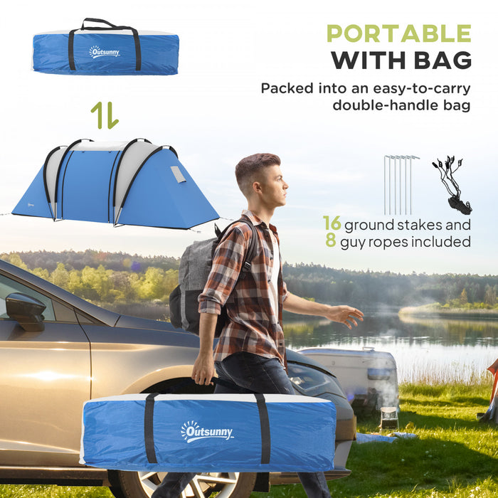 Outsunny Camping Tent with 2 Bedrooms and Living Area, 3000mm Waterproof