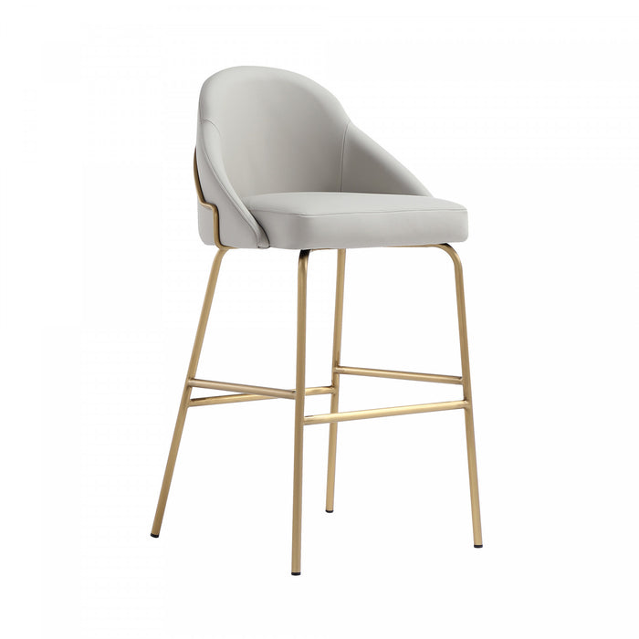 Gracie Modern Metal Upholstered Barstool in Stone Gray and Gold - Set of 3