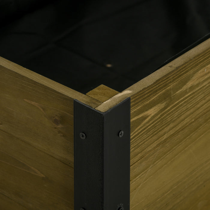 Outsunny Elevated Planter Box With Legs And Lockable Wheels, Mobile Raised Garden Bed With Metal Legs And Non-woven Fabric, For Vegetable Flower Herb