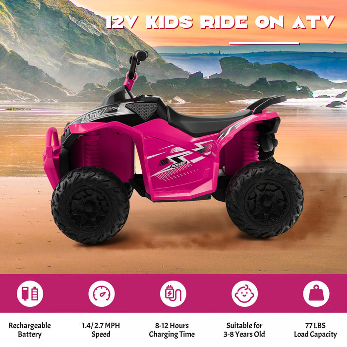 Costway 12v Battery Powered Kids Ride On Atv Electric 4-wheeler Quad Car With Mp3 & Light