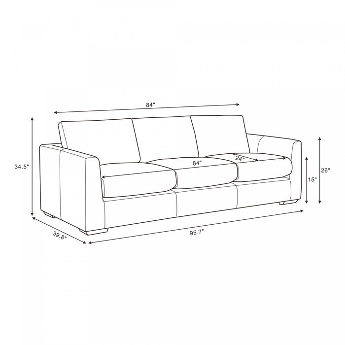 Cleo Contemporary 96\" Upholstered Sofa in Cream